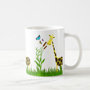 De Café Caneca da Girafa Fofa no Jardim