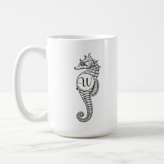 De Café Caneca da inicial do esboço do cavalo marinho