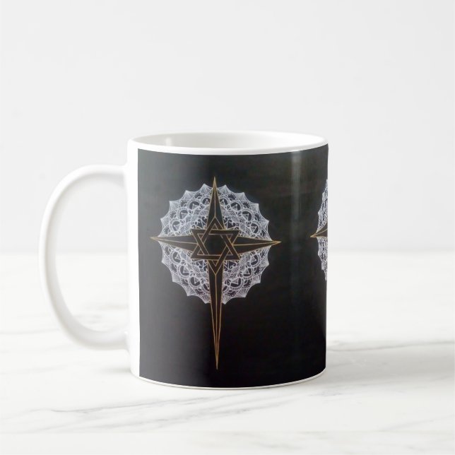 De Café Caneca da mandala da cruz & da estrela (Esquerda)