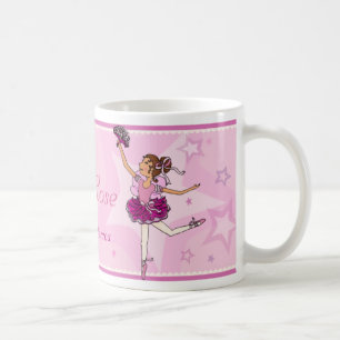 De Café Caneca da menina do cabelo cor-de-rosa e