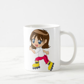 De Café caneca da menina do Rolo-blading