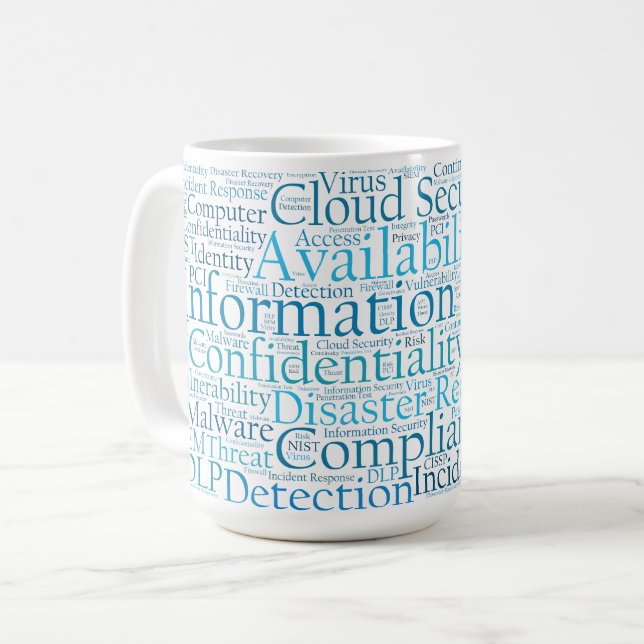 De Café Caneca da nuvem da palavra da segurança da (Frente Esquerda)