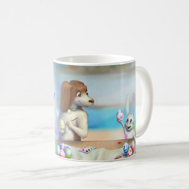 De Café Caneca da Páscoa com animais fofos (Frente Esquerda)