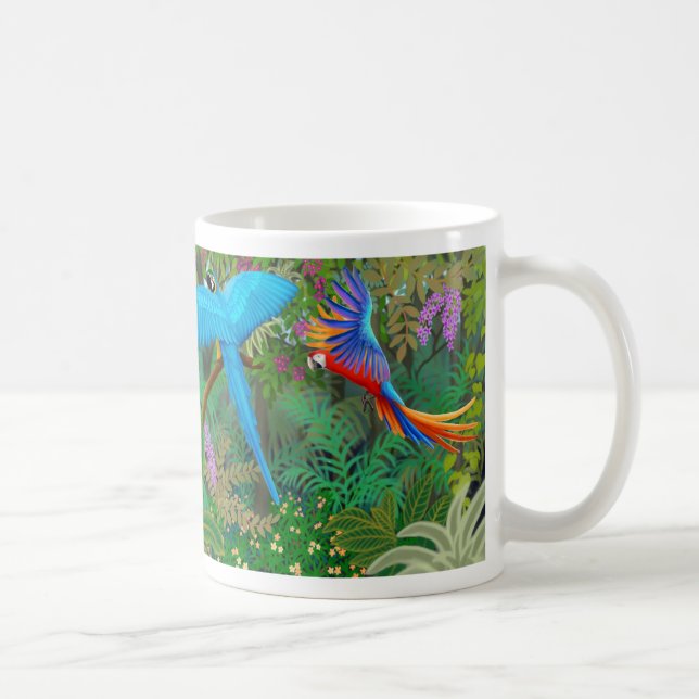 De Café Caneca da selva do Macaw (Direita)