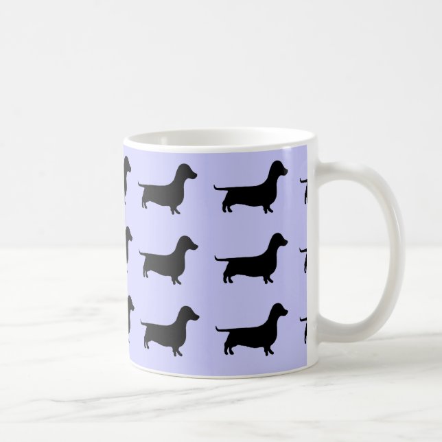 De Café Caneca da silhueta do Dachshund da lavanda (Direita)