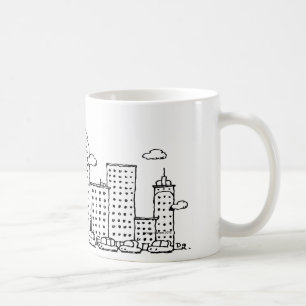 De Café Caneca da skyline dos desenhos animados da música