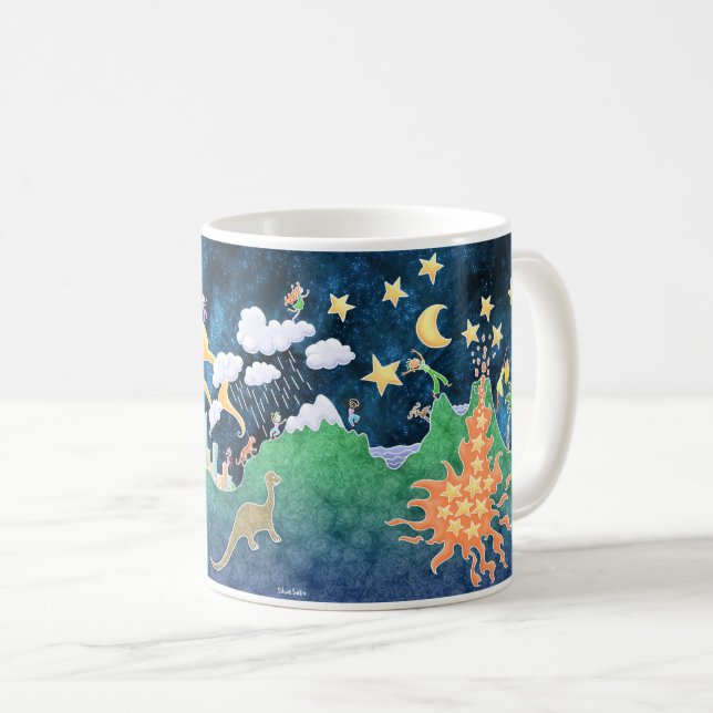 De Café Caneca da terra - montanhas do vulcão (Frente Esquerda)