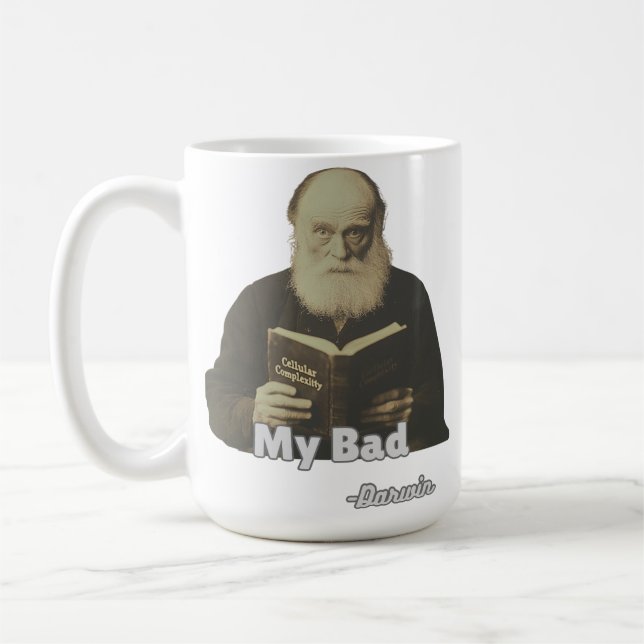 De Café Caneca "Darwin 'My Bad!'" - Humor Evolutivo  (Esquerda)