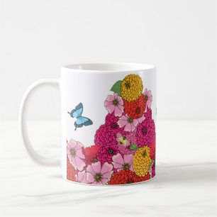 De Café Caneca das flores e das borboletas dos colibris