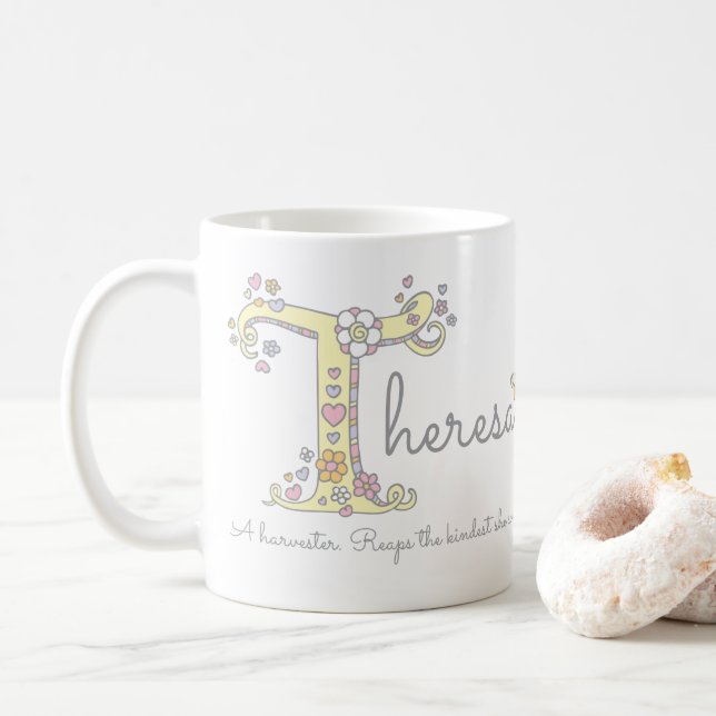 De Café Caneca decorativa do monograma do significado (Com Donut)