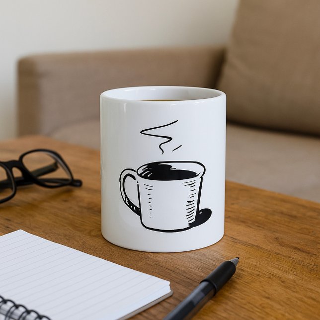De Café Caneca Desenhada à Mão Esboço Minimalista (Criador carregado)