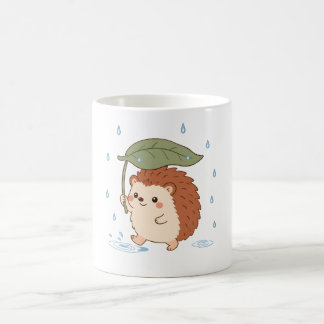 De Café Caneca Dia Chuvoso Guarda-Chuva Folhaouriço Fofo