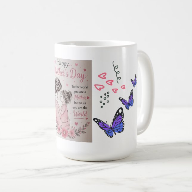 De Café Caneca Dia das Mães Borboleta Feliz (Frente Esquerda)