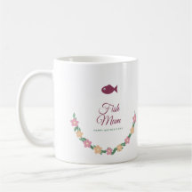 Caneca Dia das Mães Peixe Mãe, Grinalda Floral
