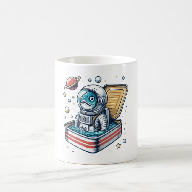De Café Caneca Divertida Astronauta Sardinha Retro (Centro)