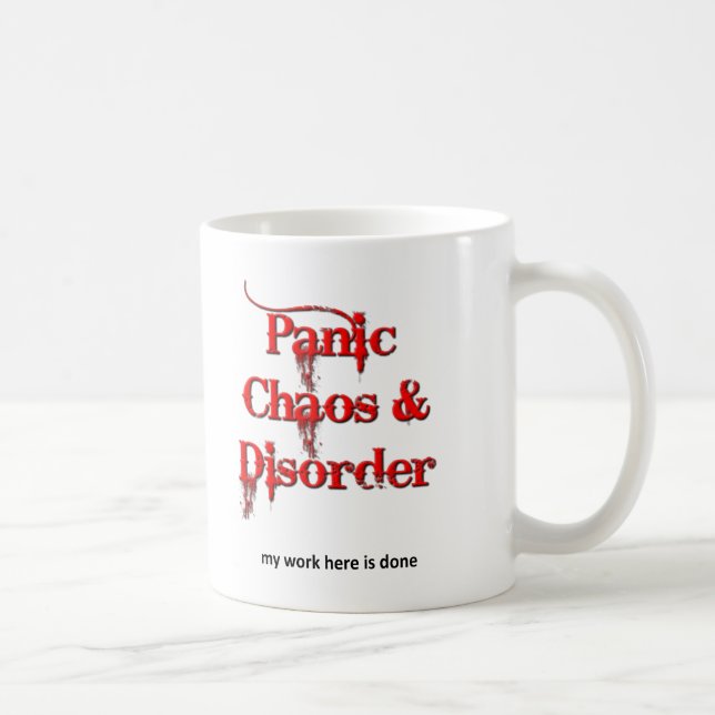 De Café Caneca Divertida Caos Pânico e Desordem (Direita)