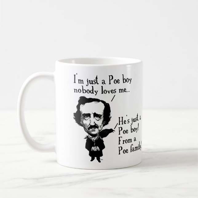 De Café Caneca Divertida do Menino Edgar Allan Poe ou Cane (Esquerda)
