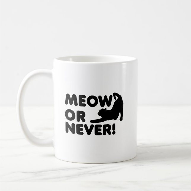 De Café Caneca Divertida Meow ou Nunca (Esquerda)