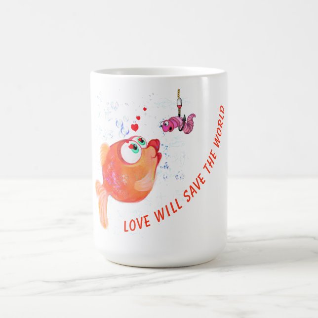 De Café Caneca Divertida Peixe e Minhoca - Amor (Centro)
