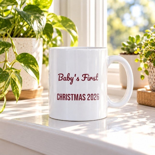 De Café Caneca Divertida Primeiro Natal do Bebê 2026 (Criador carregado)