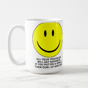 De Café Caneca Divertida Rosto Feliz Encolher e Morrer