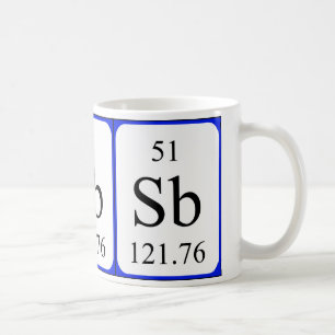 De Café Caneca do branco do elemento 51 - antimónio