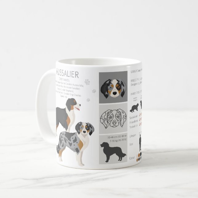 De Café Caneca do cachorro mestiço Aussalier (Frente Esquerda)