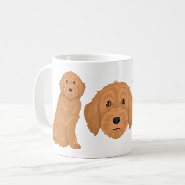 De Café Caneca do cachorro mestiço Labradoodle (Frente Esquerda)
