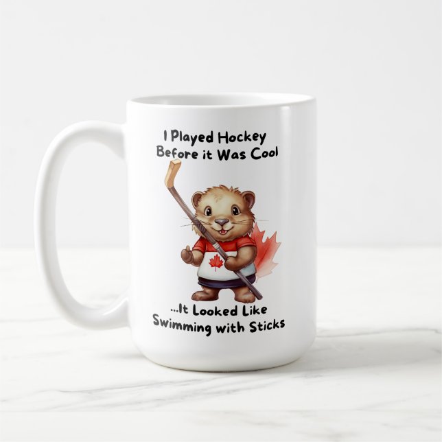 De Café Caneca do Castor Engraçado do Hóquei (Esquerda)