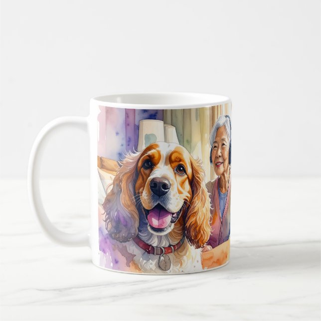 De Café Caneca do Cavalier King Charles Spaniel Amigável (Esquerda)