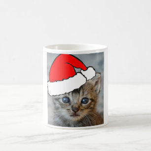 De Café Caneca do chapéu do papai noel do gatinho