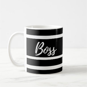 De Café Caneca do chefe, listras preto e branco