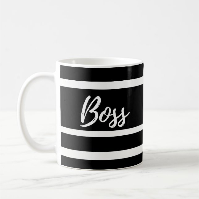 De Café Caneca do chefe, listras preto e branco (Esquerda)