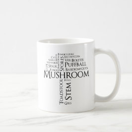 De Café Caneca do cogumelo da palavra (texto preto)