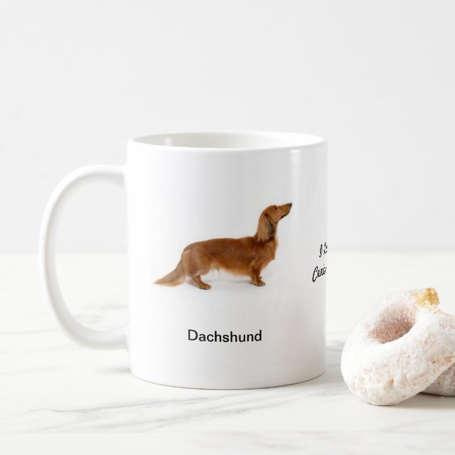 De Café Caneca do Dachshund - com duas imagens e um motivo (Com Donut)