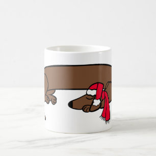 De Café Caneca do Dachshund Dormindo no Natal