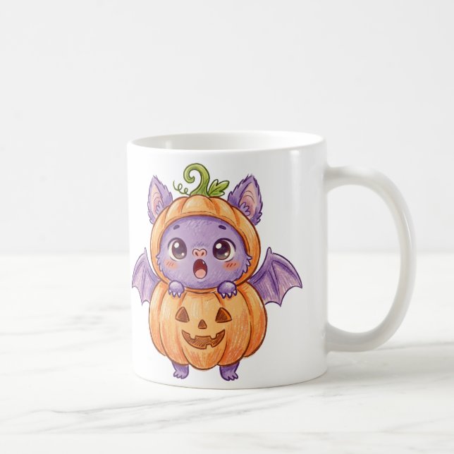 De Café Caneca do Dia das Bruxas com Bebê Morcego Fofo no  (Direita)