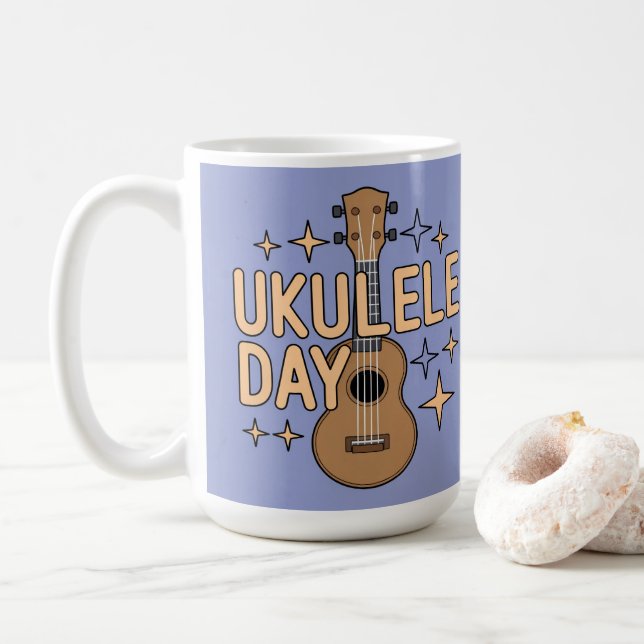 De Café Caneca do Dia do Ukulele (Com Donut)