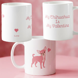 De Café Caneca do Dia dos Namorados Chihuahua Rosa Pastel,
