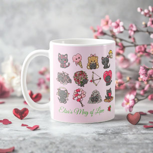 De Café Caneca do Dia dos Namorados do Gato Preto Kawaii –
