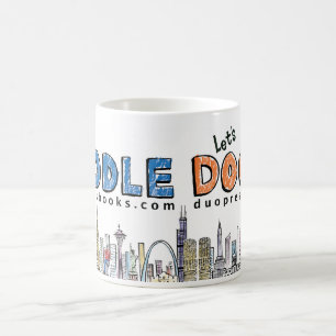De Café Caneca do Doodle: Azul e laranja