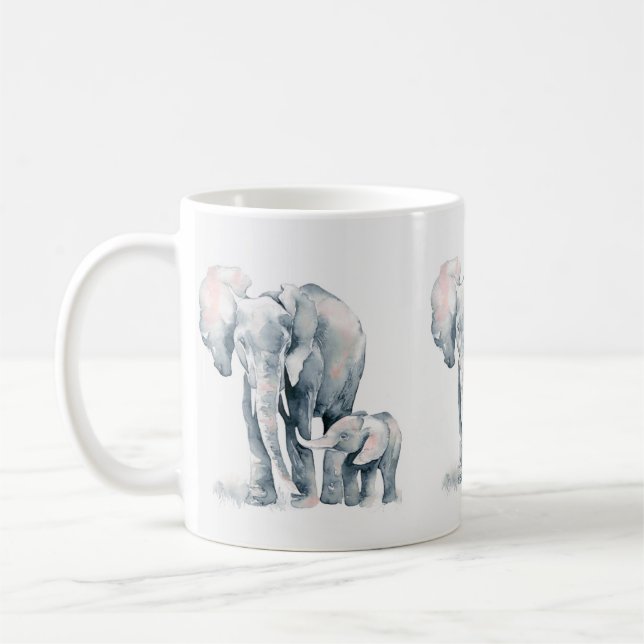De Café Caneca do elefante, mãe do elefante e criança, (Esquerda)