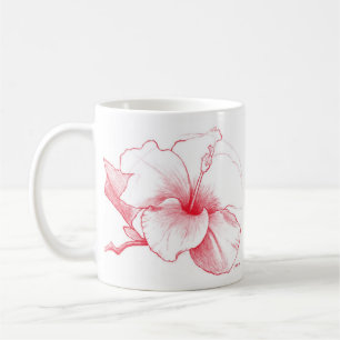 De Café Caneca do esboço do hibiscus