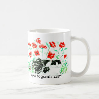 De Café Caneca do gato & das papoilas