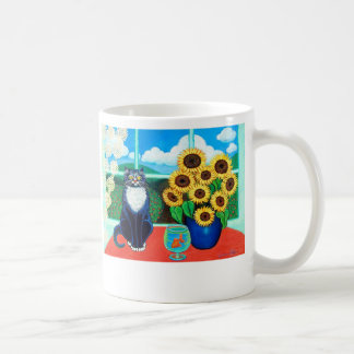 De Café Caneca do gato do girassol