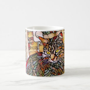 De Café Caneca do gato do vitral