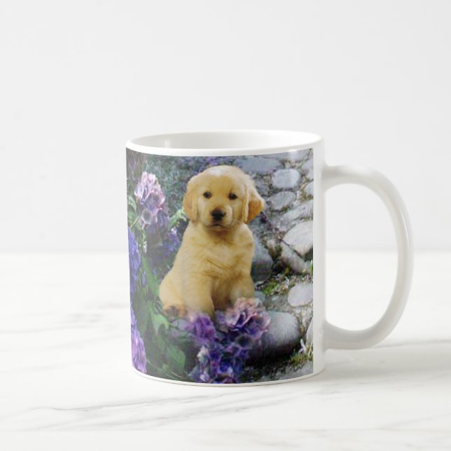 De Café Caneca do Hydrangea do golden retriever (Direita)