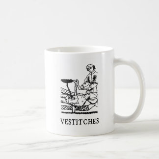 De Café caneca do logotipo dos vestitches