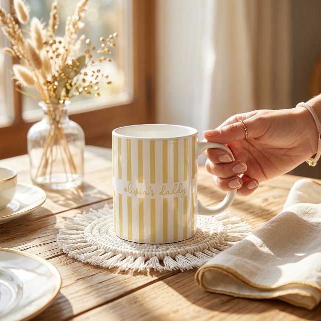 De Café Caneca do Papai Personalizada Listrada Nomes dos F (Criador carregado)