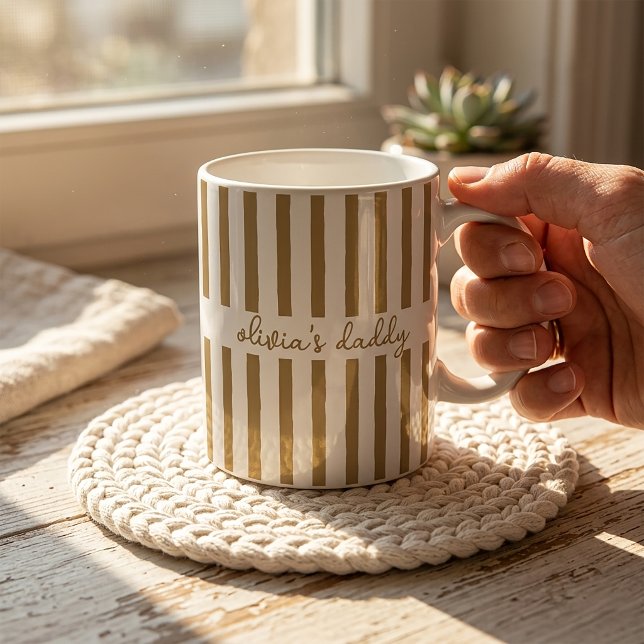 De Café Caneca do Papai Personalizada Listrada Nomes dos F (Criador carregado)